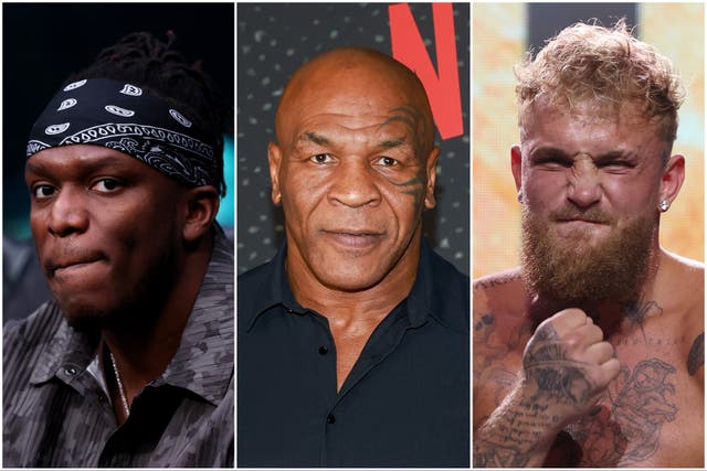 <p>KSI, Mike Tyson and Jake Paul</p>