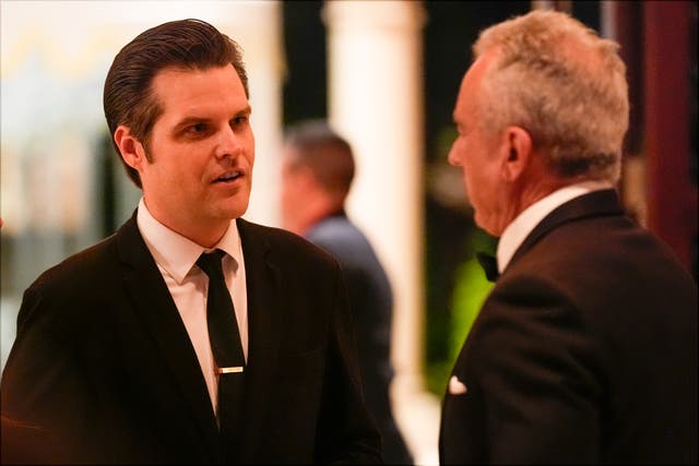 <h5>Matt Gaetz and Robert F Kennedy Jr attend the America First Policy Institute gala. Republicans are expressing skepticism about getting Gaetz’s nomination confirmed </h5>