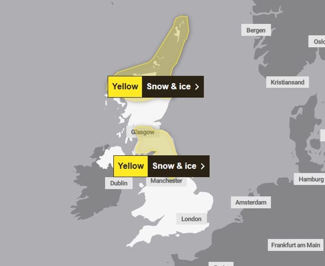 UK weather: Met Office issues snow and ice warnings for up to 20cm of ...