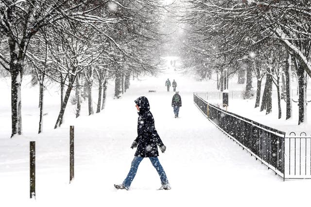 <p>Parts of the UK, including Glasgow (pictured, 2021), could receive snowfall over the coming week </p>