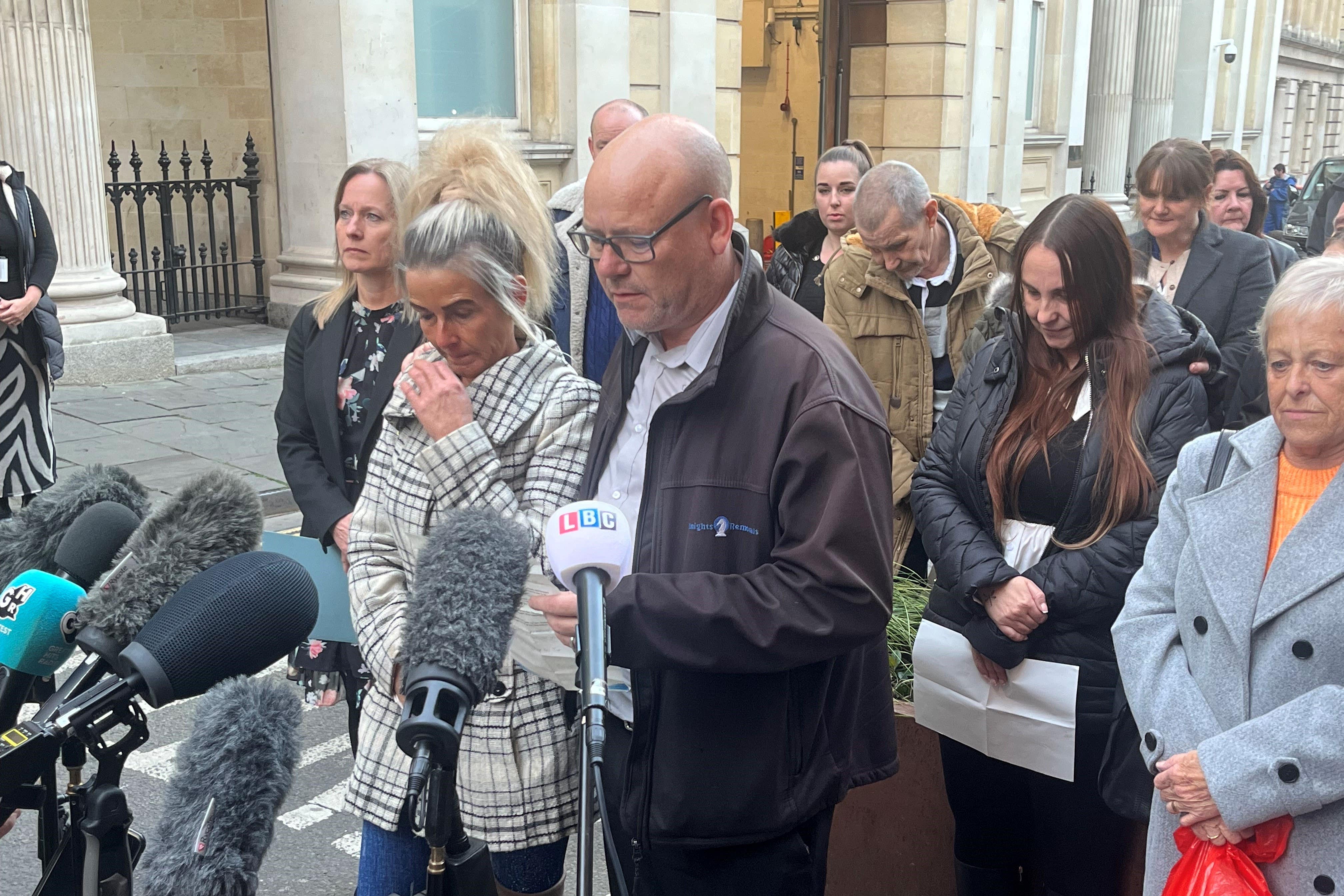 David Knight, the uncle of Mason Rist, speaks to the media with his sister Nikki Knight (PA)