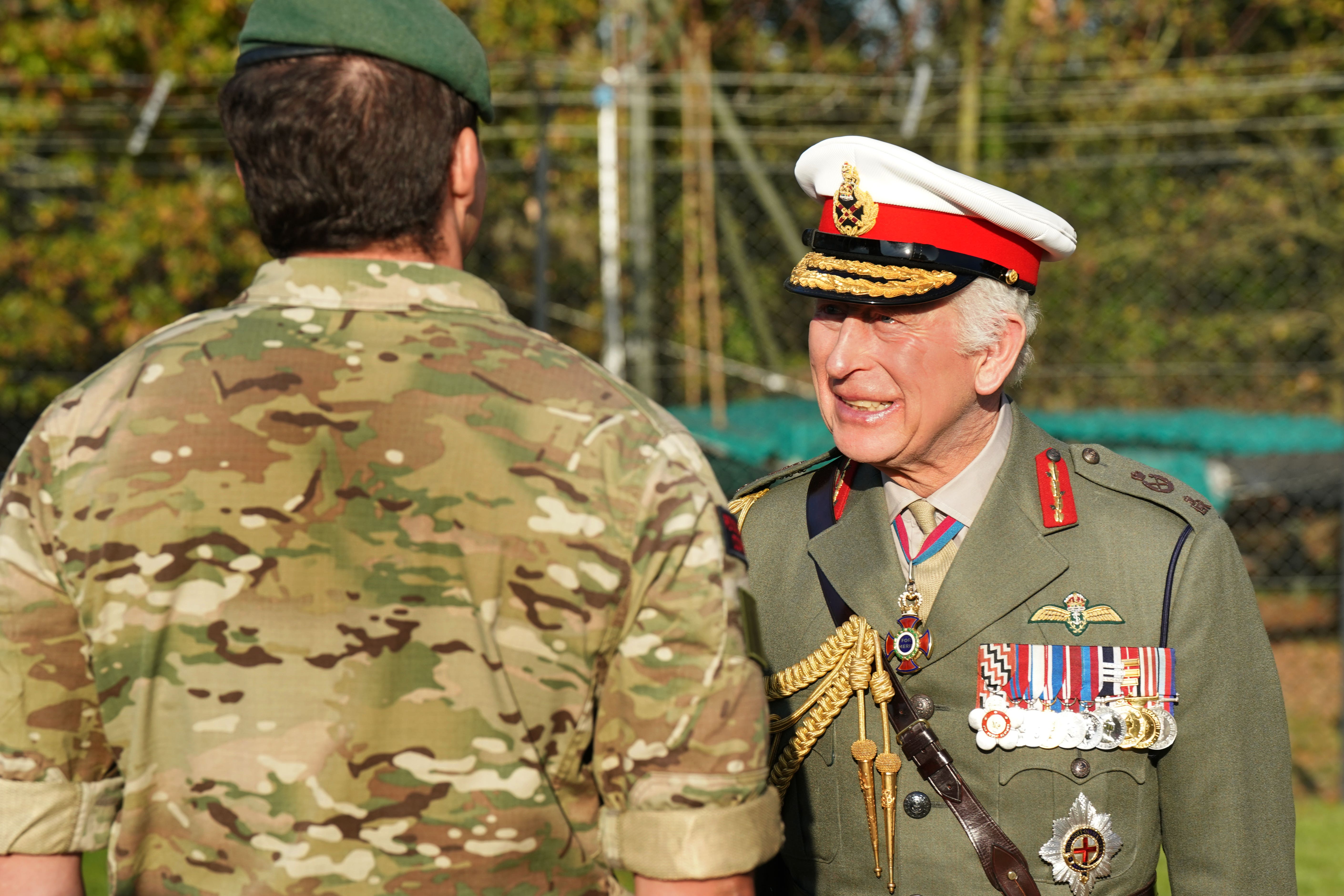 The King visits the Commando Training Centre Royal Marines in Lympstone (Arthur Edwards/The Sun/PA)