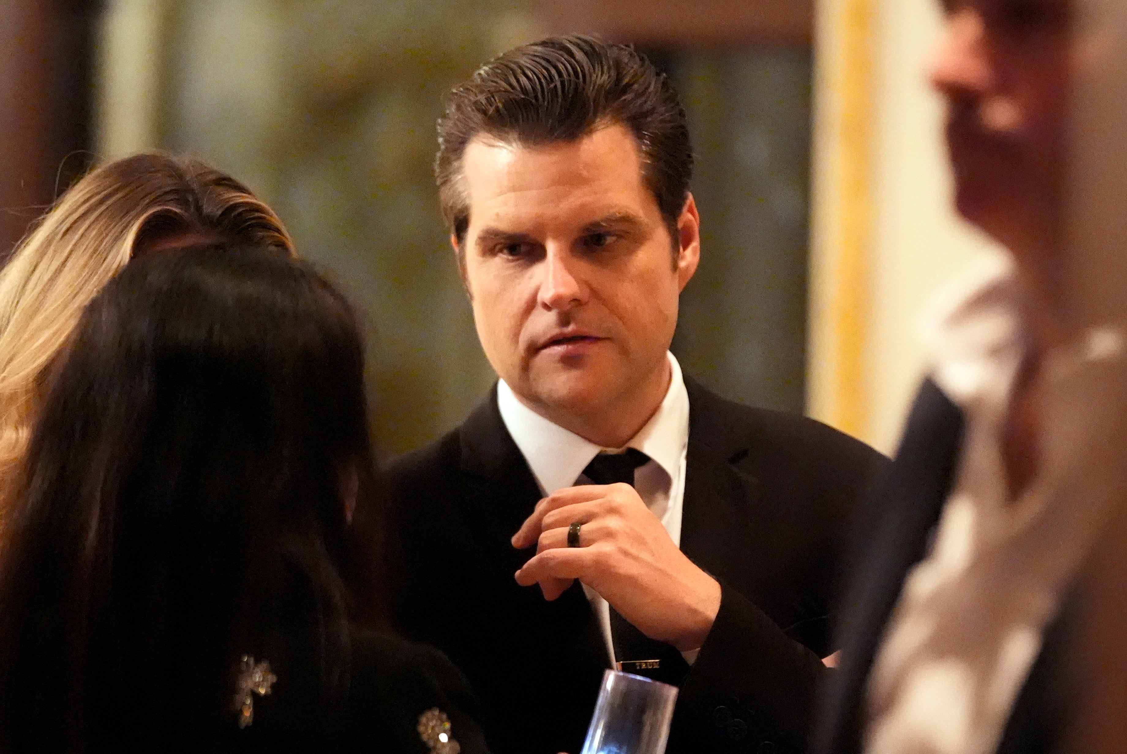 Matt Gaetz arrives before President-elect Donald Trump speaks during an America First Policy Institute gala at his Mar-a-Lago estate. There has been pushback after his nomination for attorney general