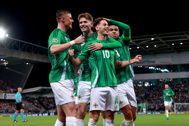 Dion Charles (centre) helped Northern Ireland to victory over Belarus (Liam McBurney/PA)