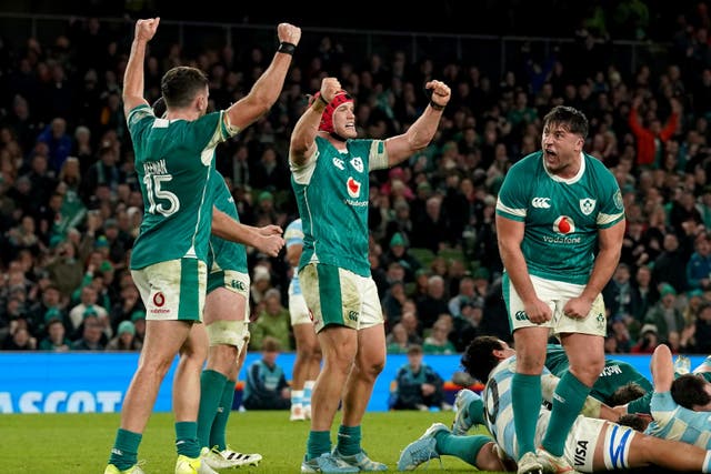 <p>Ireland held off Argentina to claim a narrow victory in Dublin</p>