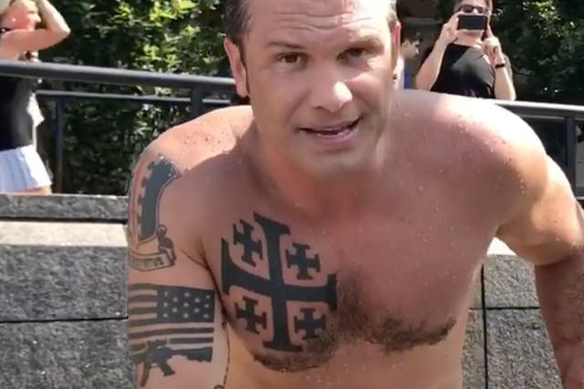 <p>Concerns have been raised over a tattoo belonging to Pete Hegseth, the Fox News host nominated by Donald Trump to lead the Department of Defense</p>