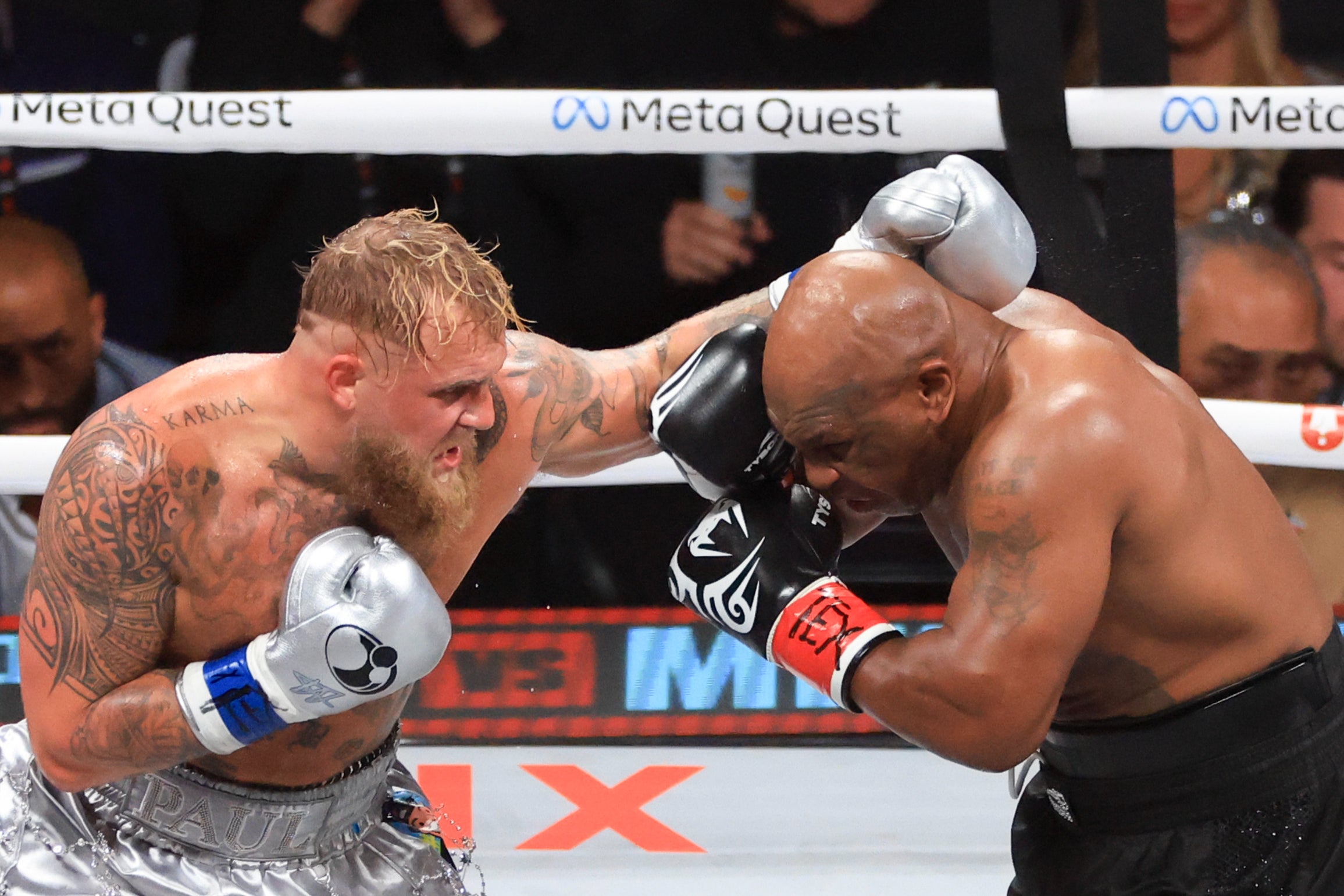 Jake Paul (left) beat Mike Tyson on all three scorecards