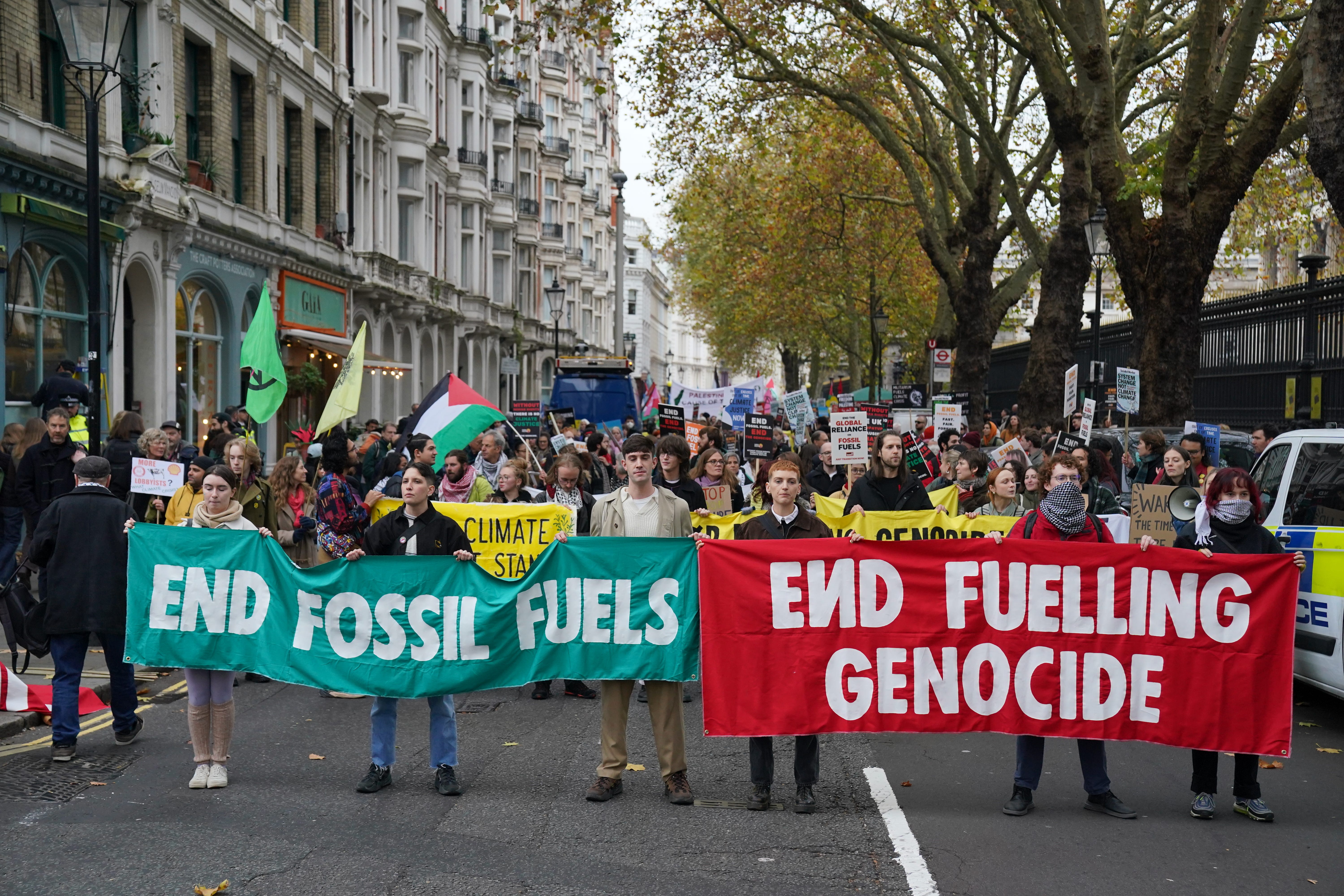 More than 60 organisations, including Greenpeace, Amnesty International and the Palestine Solidarity Campaign came together at the protest on Saturday (Jonathan Brady/PA)