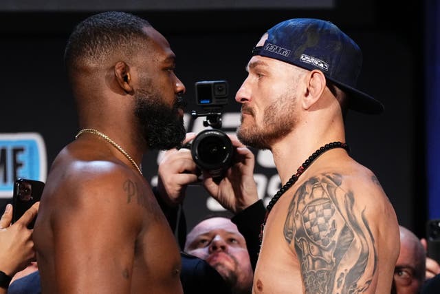 <p>Jon Jones (left) will face Stipe Miocic in New York City</p>