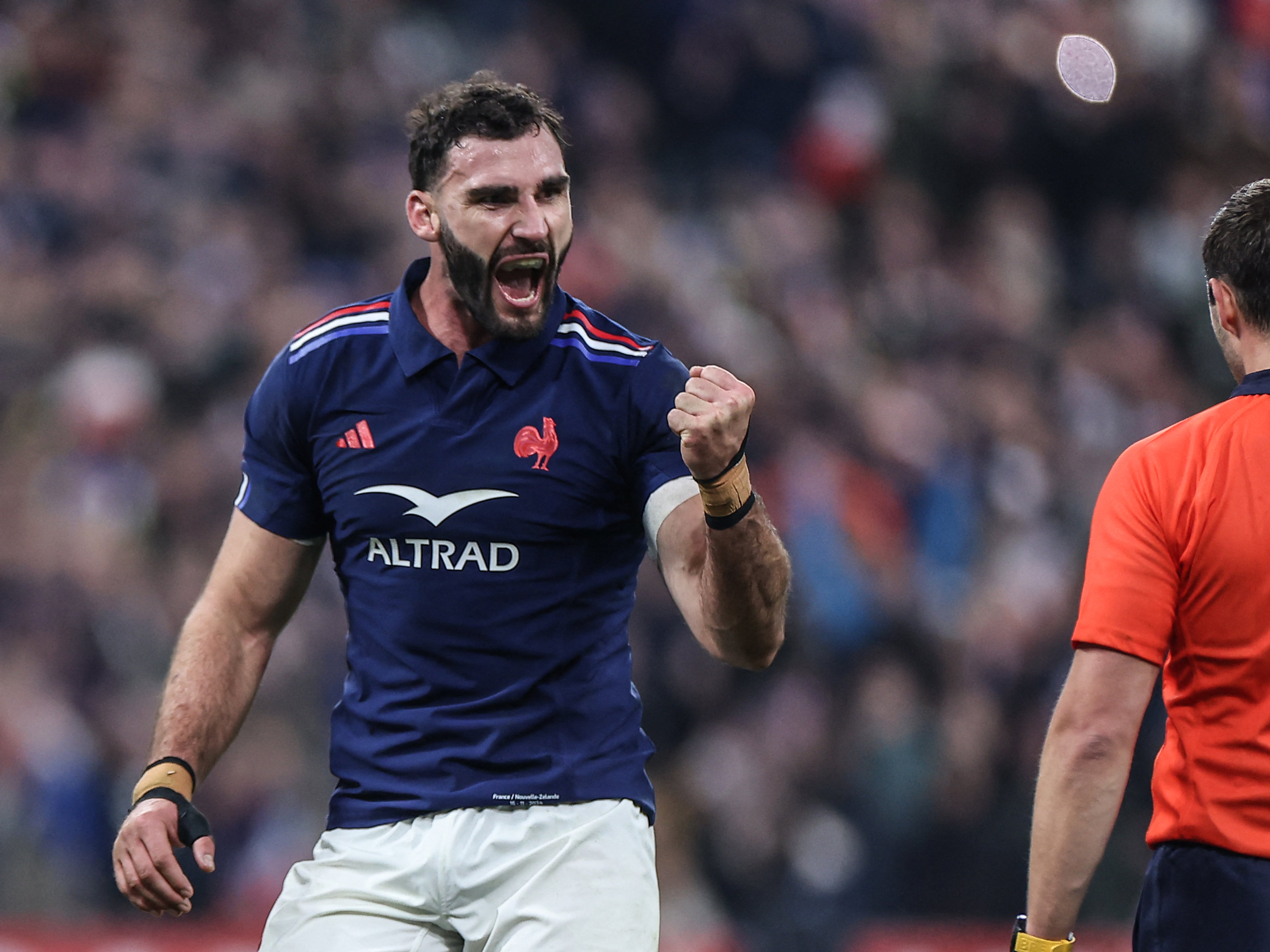 Charles Ollivon celebrates France’s victory over New Zealand