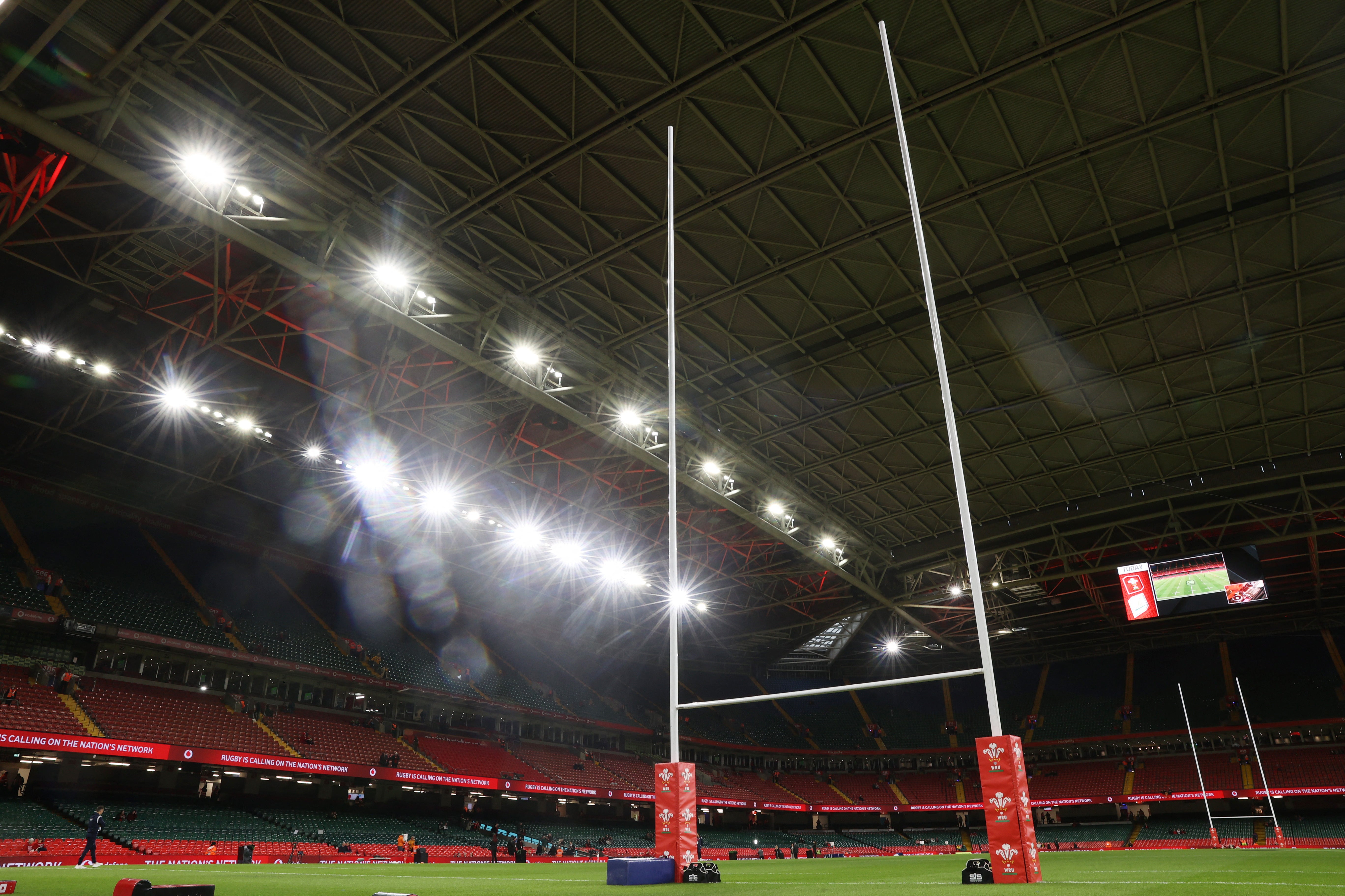 The roof is closed over the Principality Stadium