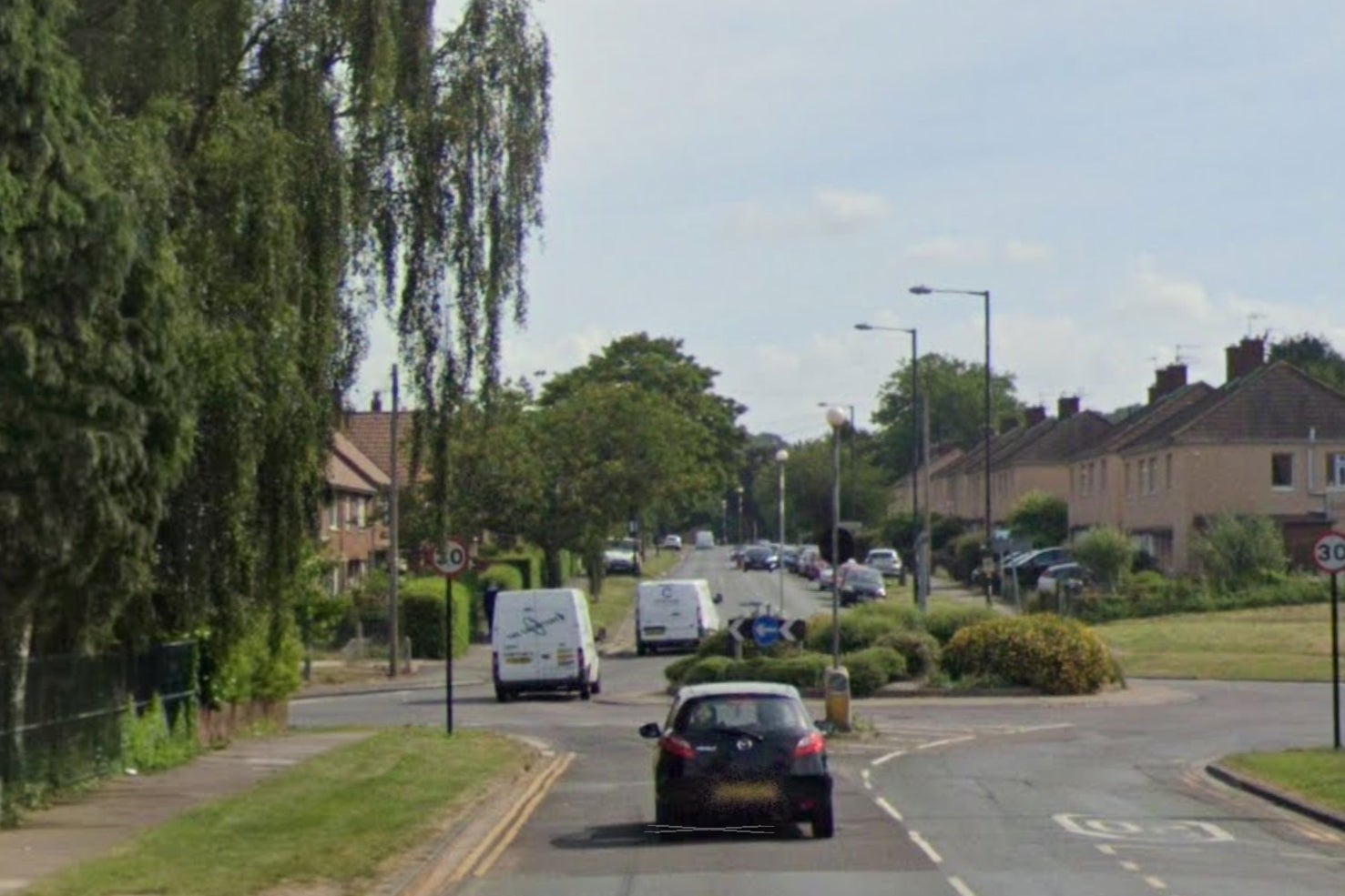 The BMW mounted the pavement at Long Cross