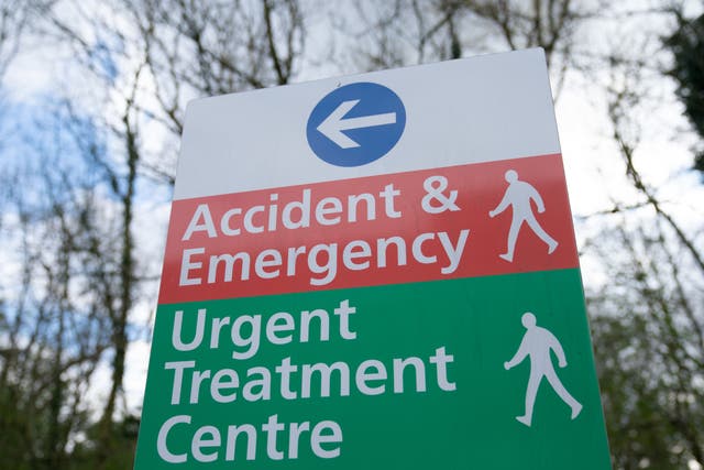 An accident and emergency sign outside Northwick Park Hospital in Harrow, north London (Joe Giddens/PA)