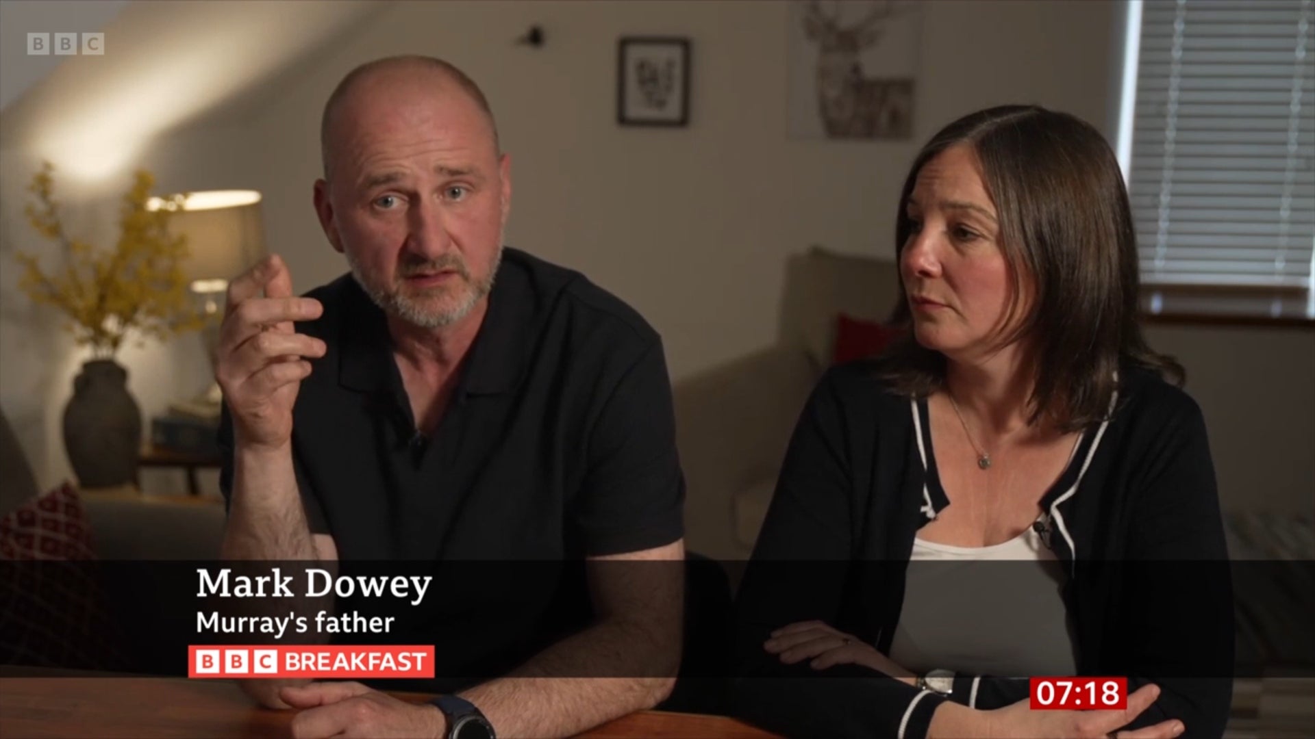 Murray Dowey’s parents Mark and Ros Dowey (BBC Breakfast/PA)