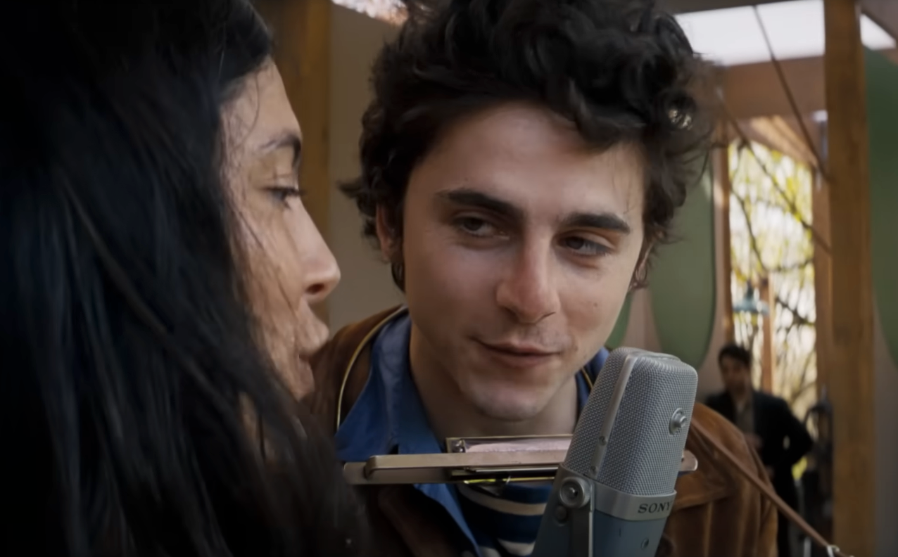 Timothée Chalamet as Bob Dylan in ‘A Complete Unknown'