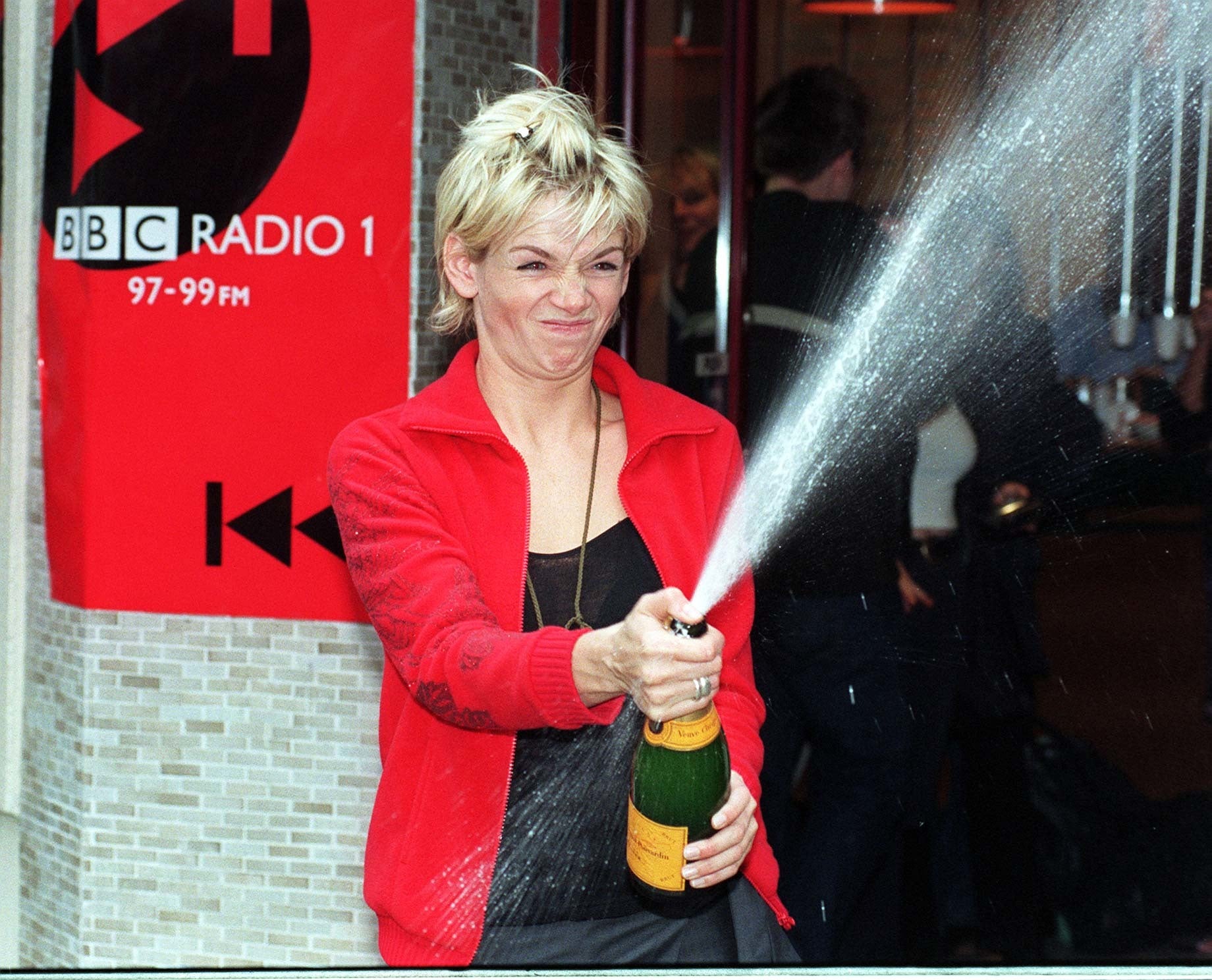 Zoe Ball celebrating after she became the first female DJ to present the BBC Radio 1 Breakfast Show