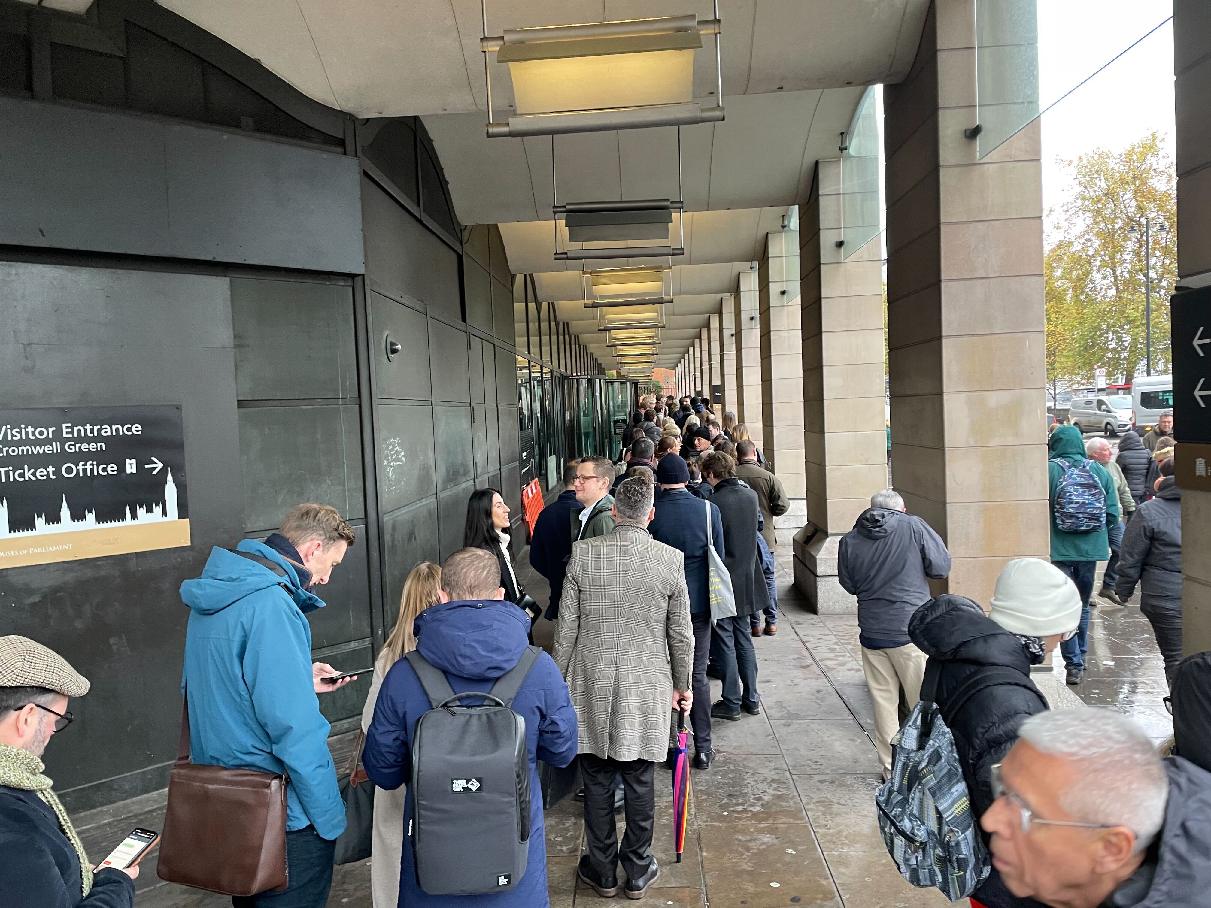 Farmers queue outside Portcullis House to speak to MPs