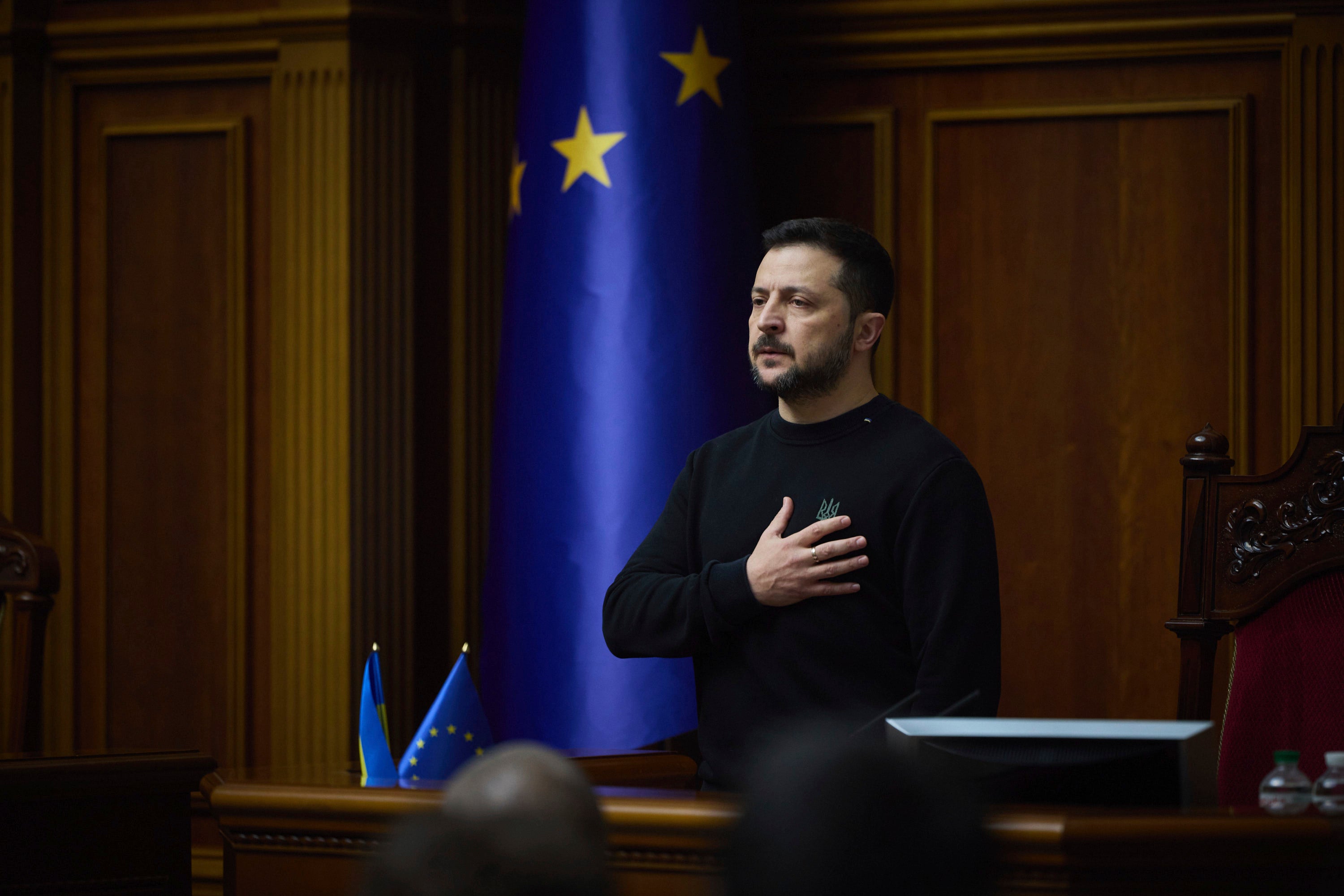 Mr Zelensky adressing parliament on the 1,000th day of Russian invasion