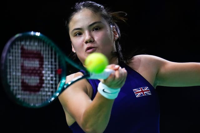 Emma Raducanu overcame Slovakia’s Viktoria Hruncakova 6-4 6-4 (Manu Fernandez/AP)