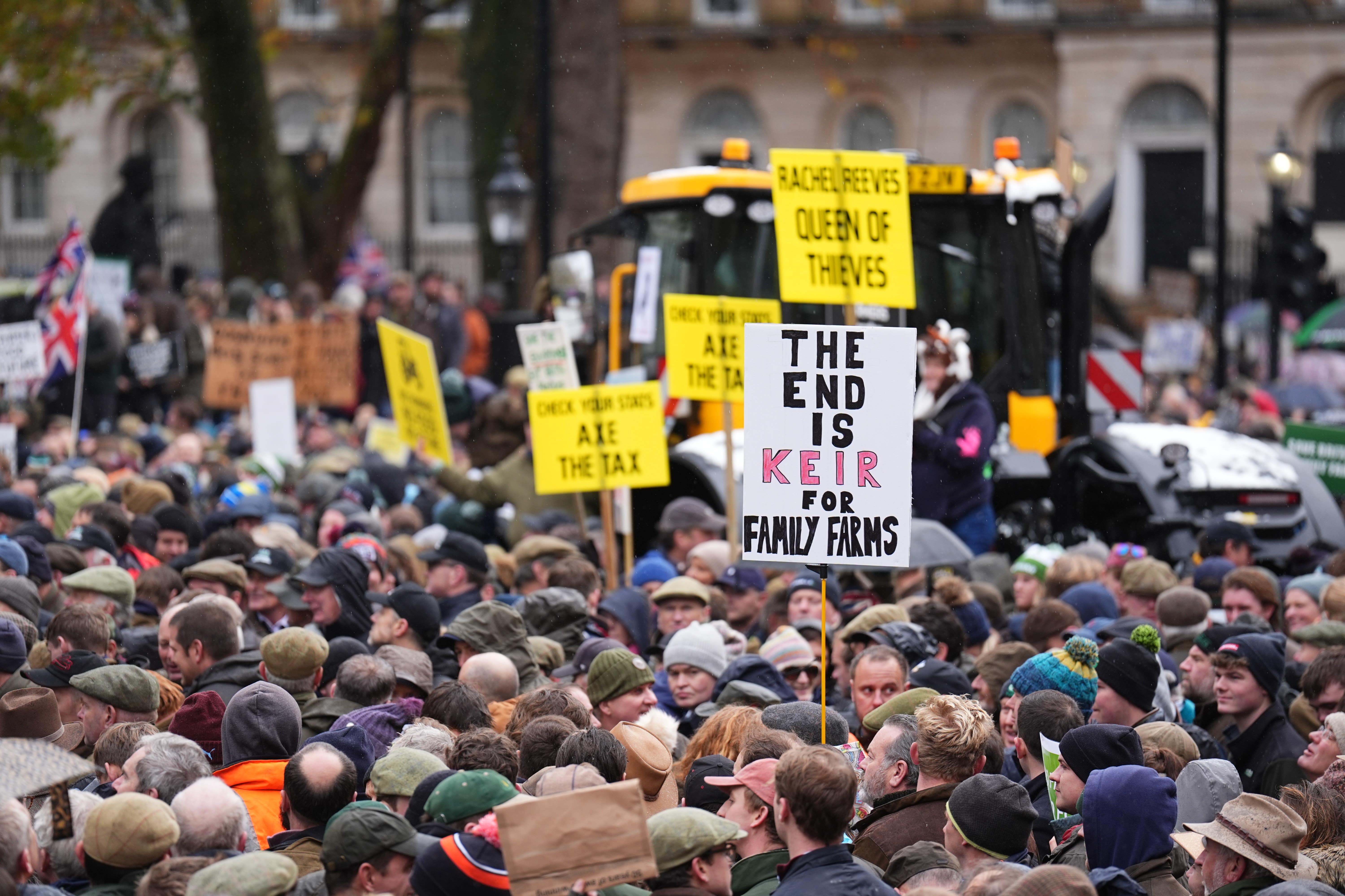 Farmers protest in central London over the changes to inheritance tax (James Manning/PA)