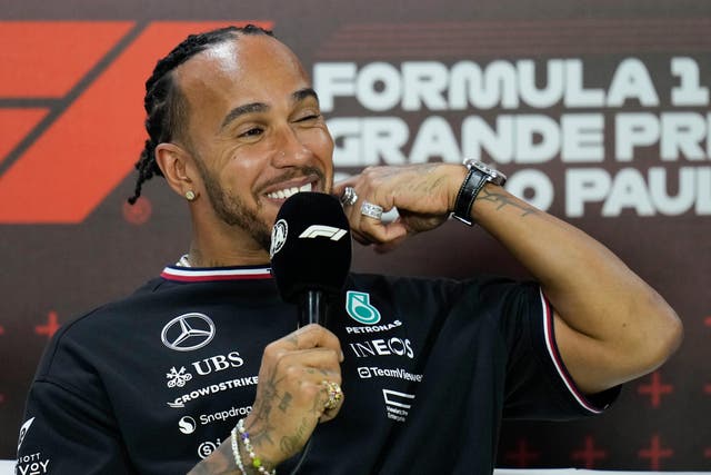 Lewis Hamilton, pictured ahead of the Brazilian Grand Prix, will fulfil the final three races of his Mercedes career starting in Las Vegas (Andre Penner/AP)