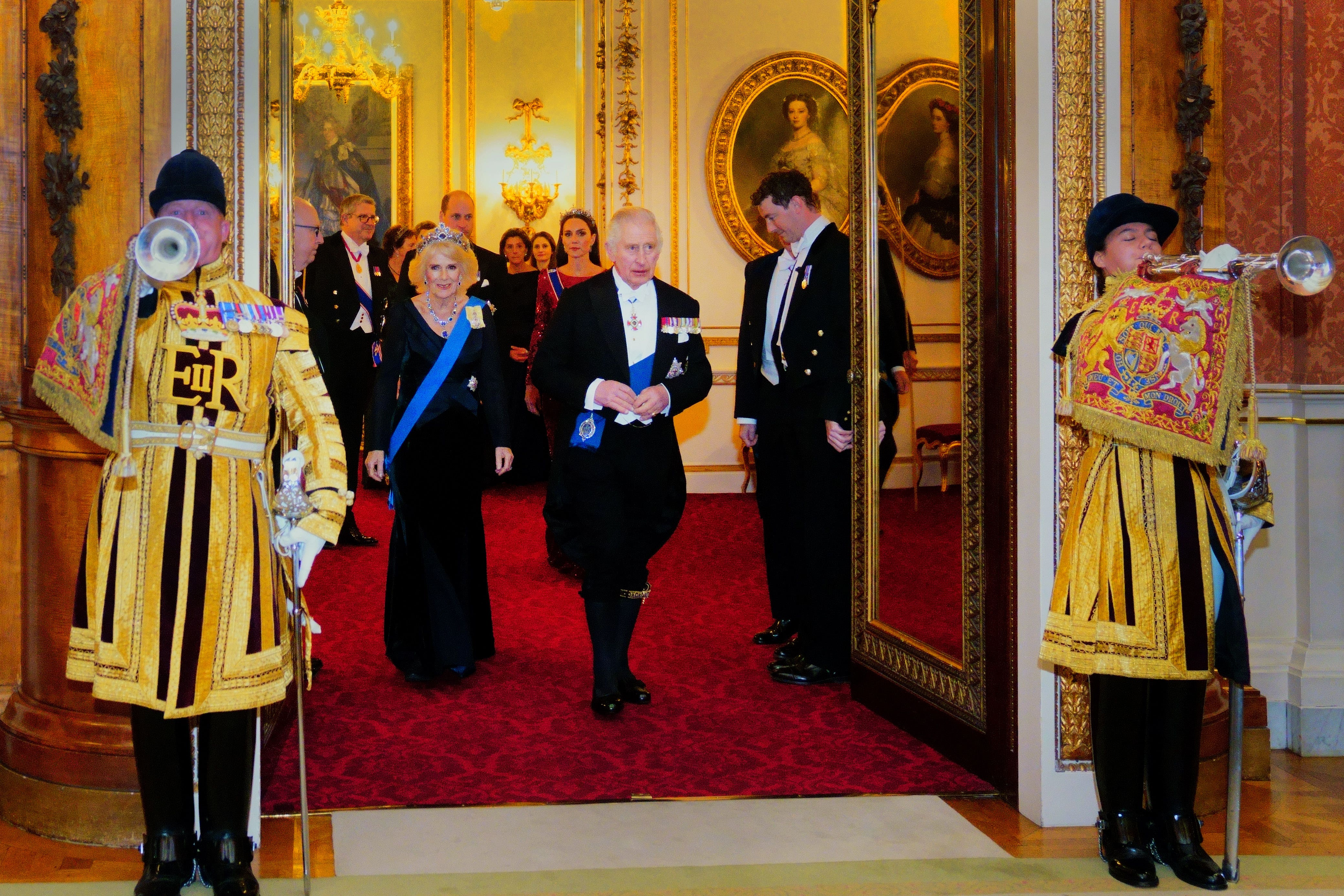 The King and Queen at the Diplomatic Corps reception at Buckingham Palace in 2022 (Victoria Jones/PA)