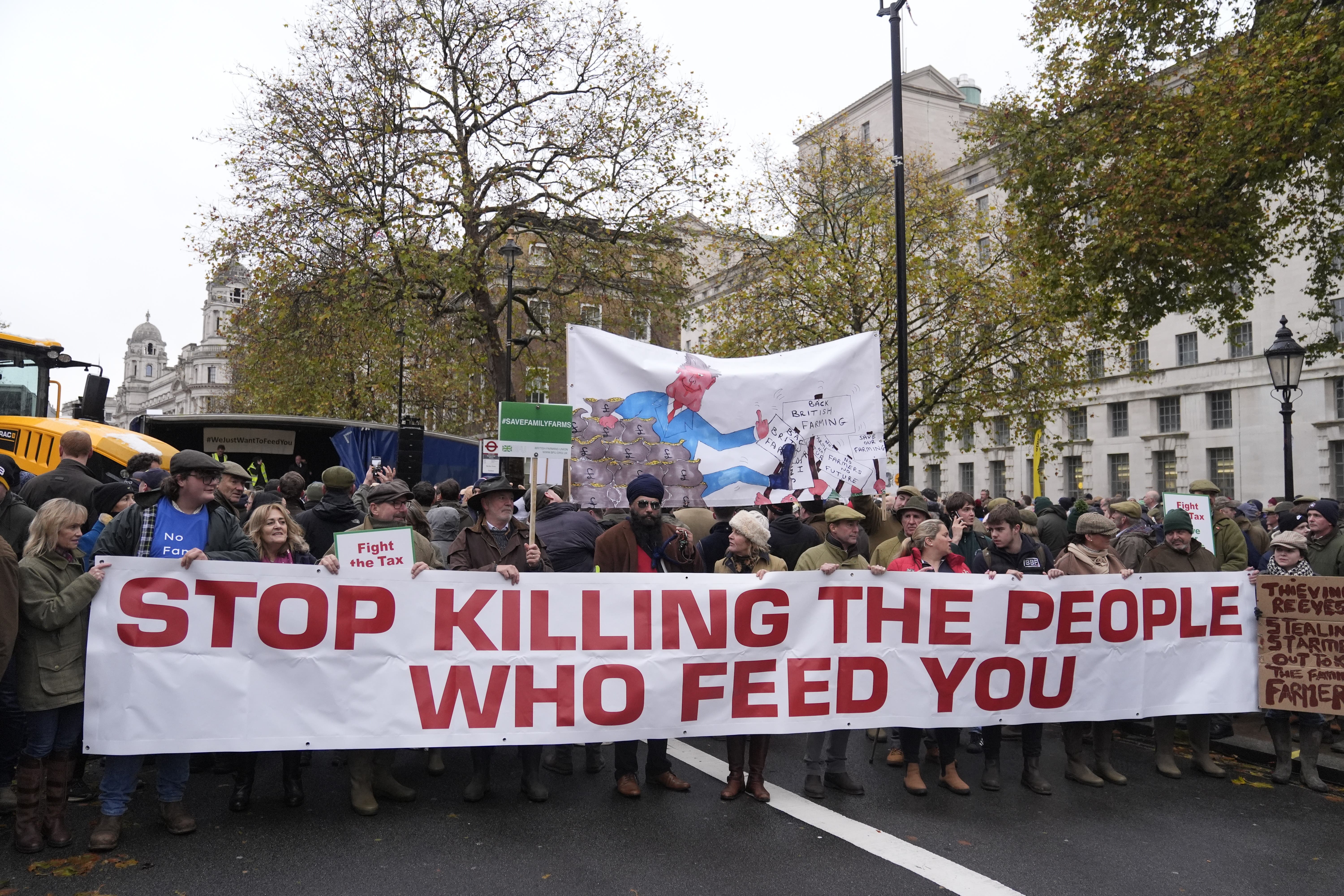 Farmers protest in London against inheritance tax changes and Budget impacts on farming (Andrew Matthews/PA)