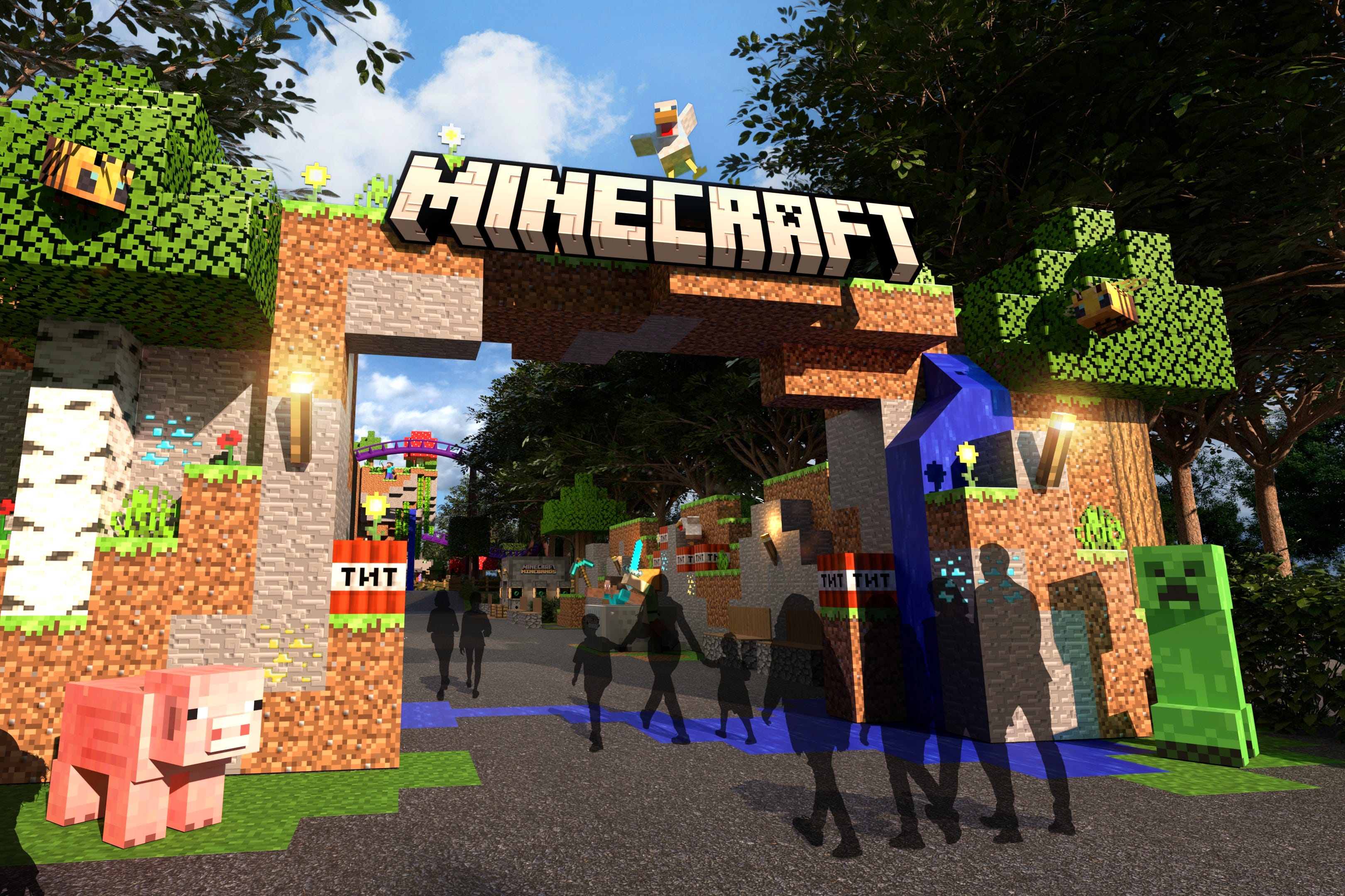 Merlin said the attractions will include ‘first-of-its-kind concepts’ for Minecraft-themed accommodation, retail and restaurants plus a Minecraft-themed ride (Merlin Entertainment/Mojang Studios/PA)