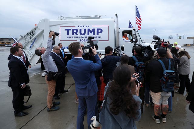 <p>President-elect Donald Trump speaks with members of the media </p>