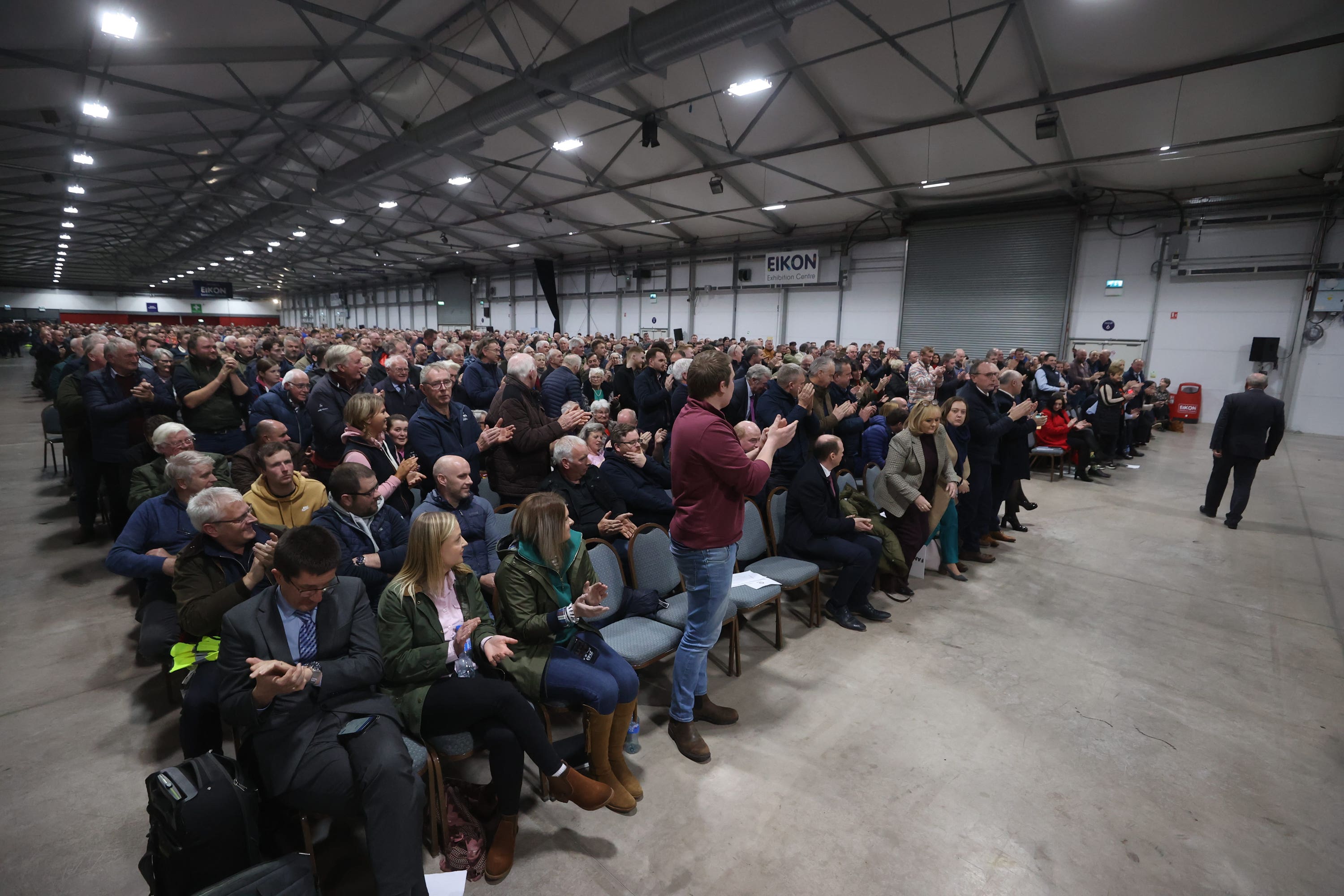 Thousands attended a protest meeting against the tax change on Monday night (Liam McBurney/PA)