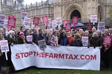 Government accused of ‘hammer blow’ to farmers as thousands protest in London