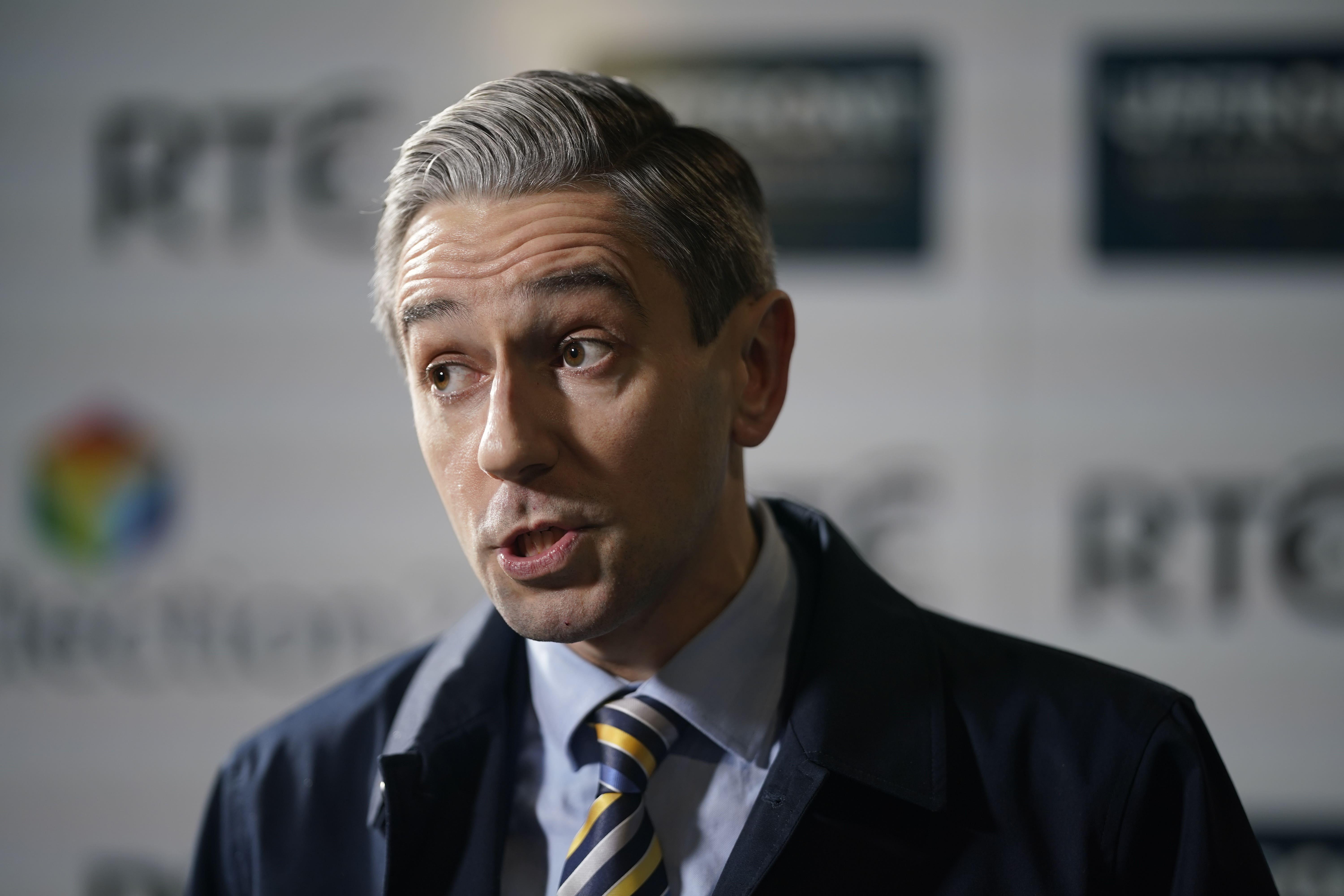 Taoiseach and leader of Fine Gael, Simon Harris arrives for the General Election leaders’ debate at RTE studios in Montrose, Dublin. RTE’s Upfront with Katie Hannon is hosting Ireland’s largest ever leaders’ General Election debate, with 10 political party leaders invited to debate live in the studio. Picture date: Monday November 18, 2024.