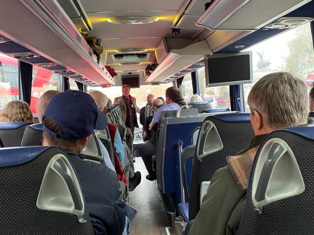 <p>An NFU bus arriving in London from Cirencester</p>