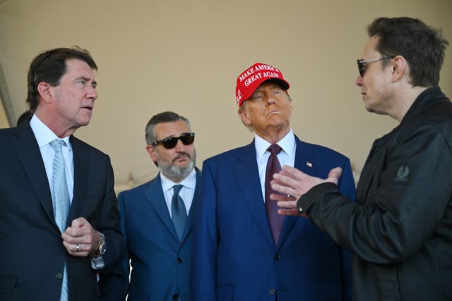 <p>Bill Hagerty, left,  with Ted Cruz Donald Trump and Elon Musk  </p>