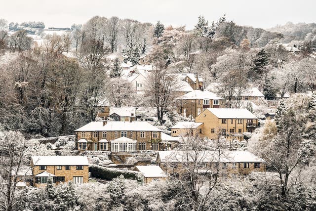 The snow in Holmfirth, West Yorkshire (PA)