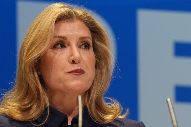 Penny Mordaunt speaking during the Conservative Party Conference at International Convention Centre in Birmingham (Jacob King/PA)