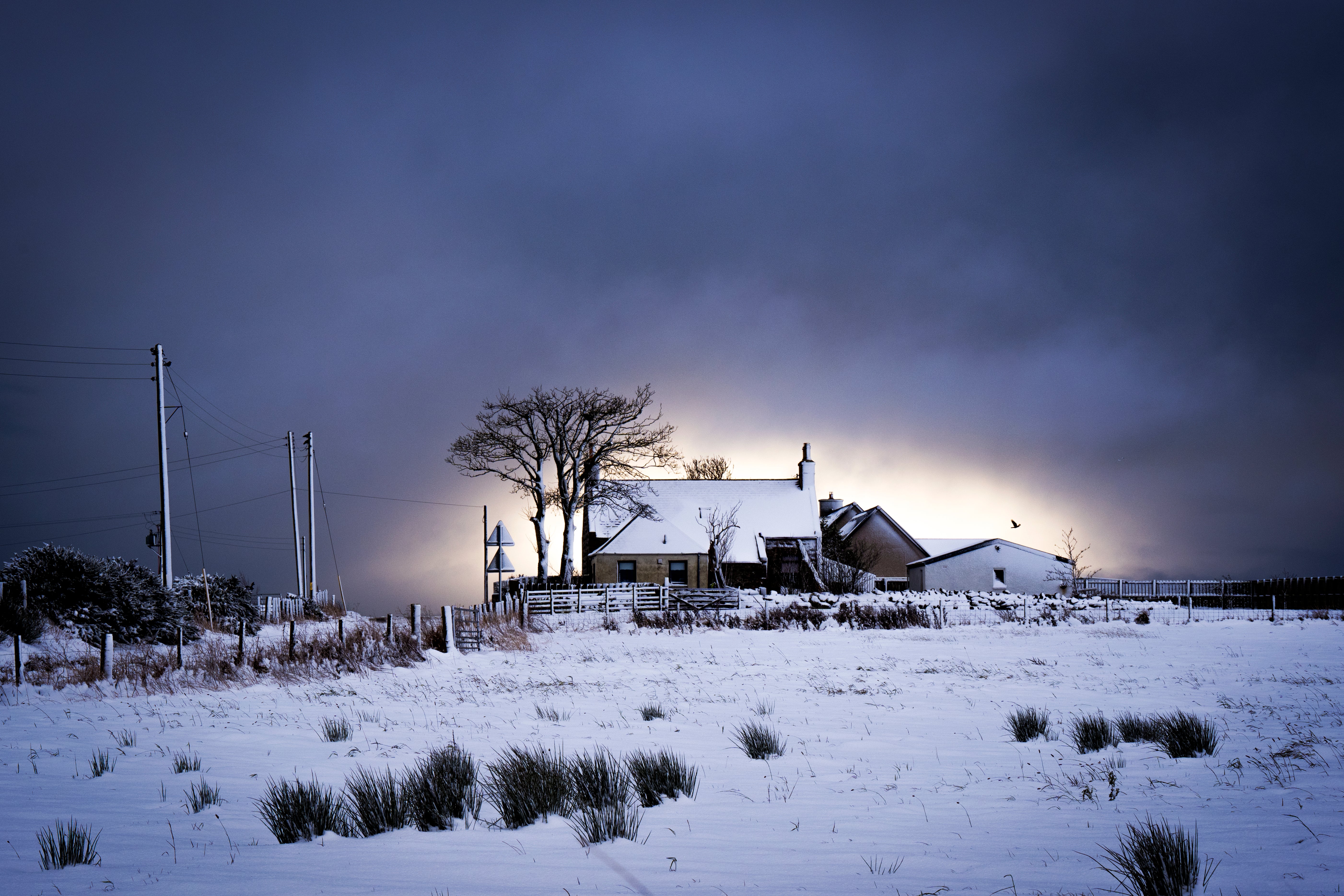 Snow and ice near Balmedie in Aberdeenshire