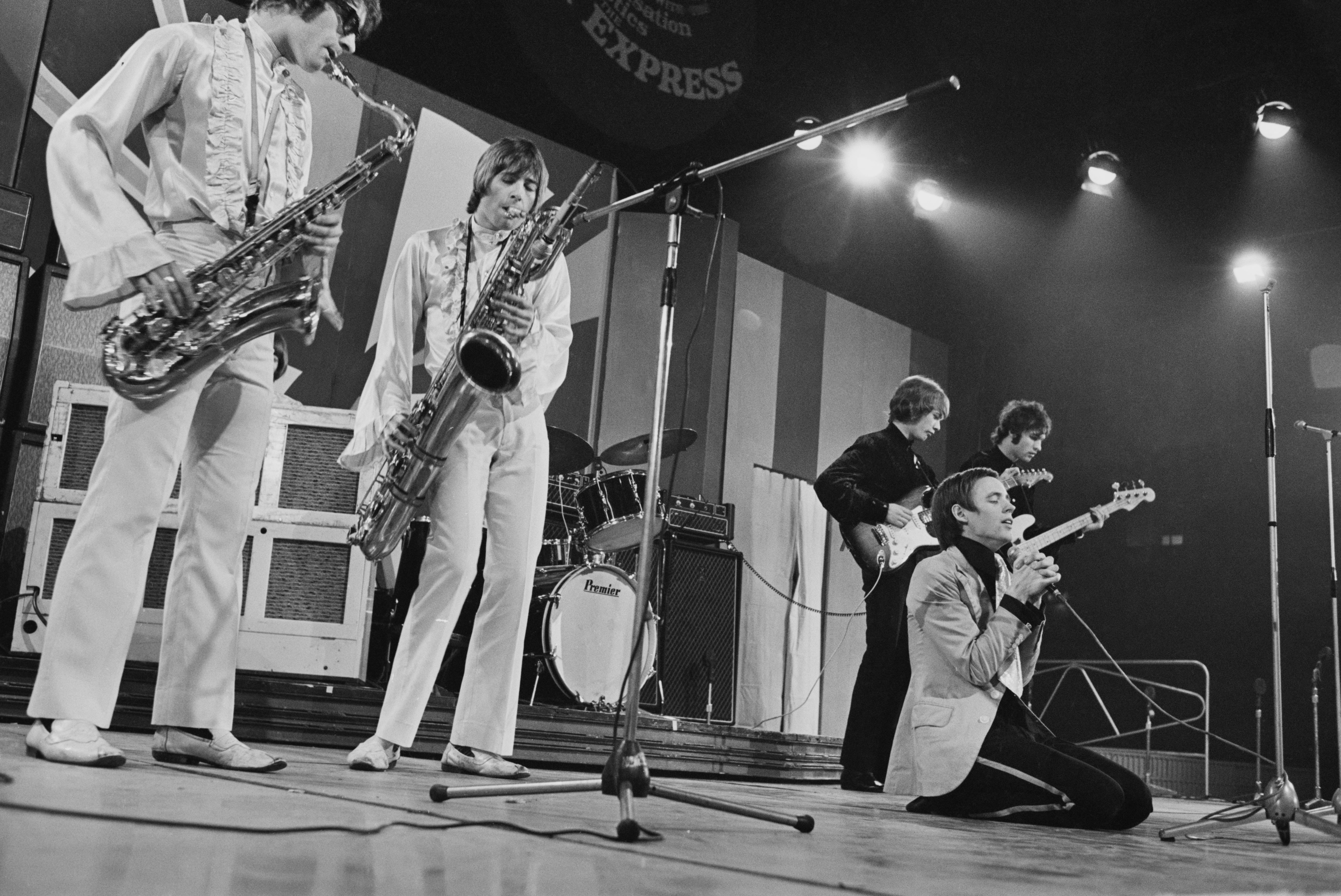 Rock group Amen Corner performing at the Daily Express Record Star Show in 1968