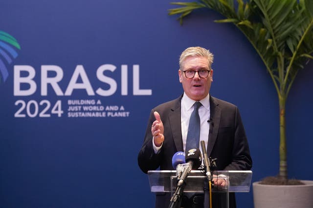 Prime Minister Sir Keir Starmer in Rio (Stefan Rousseau/PA)