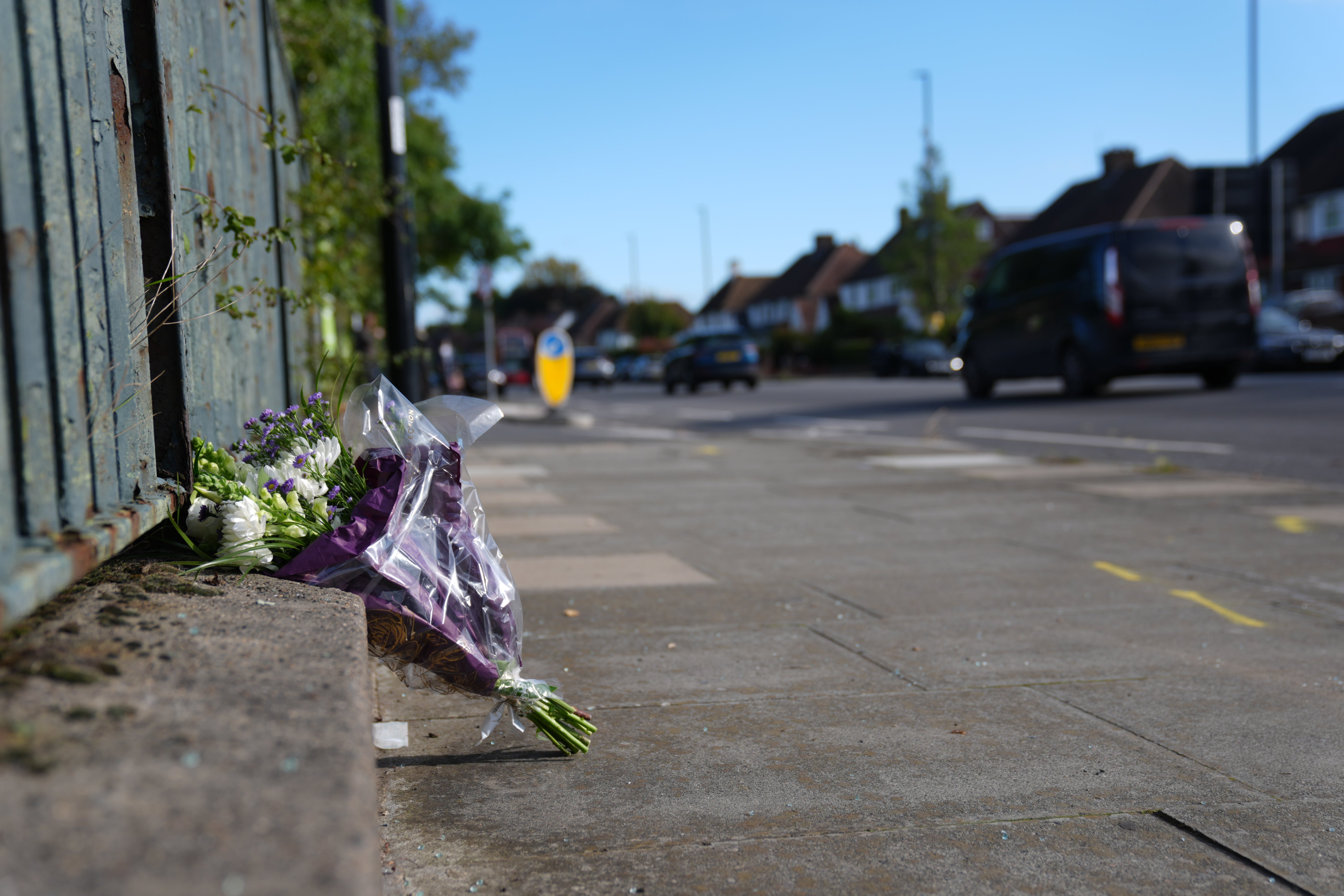 Flowers left for the expectant mother