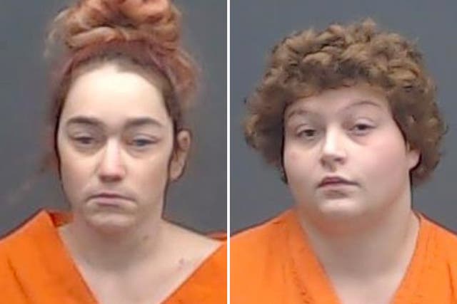 <p>Haley Blevins, 19, (left) was charged with three counts of felony injury to a child and Jacalyn Cook, 30, (right) was charged with two counts of felony injury to a child</p>