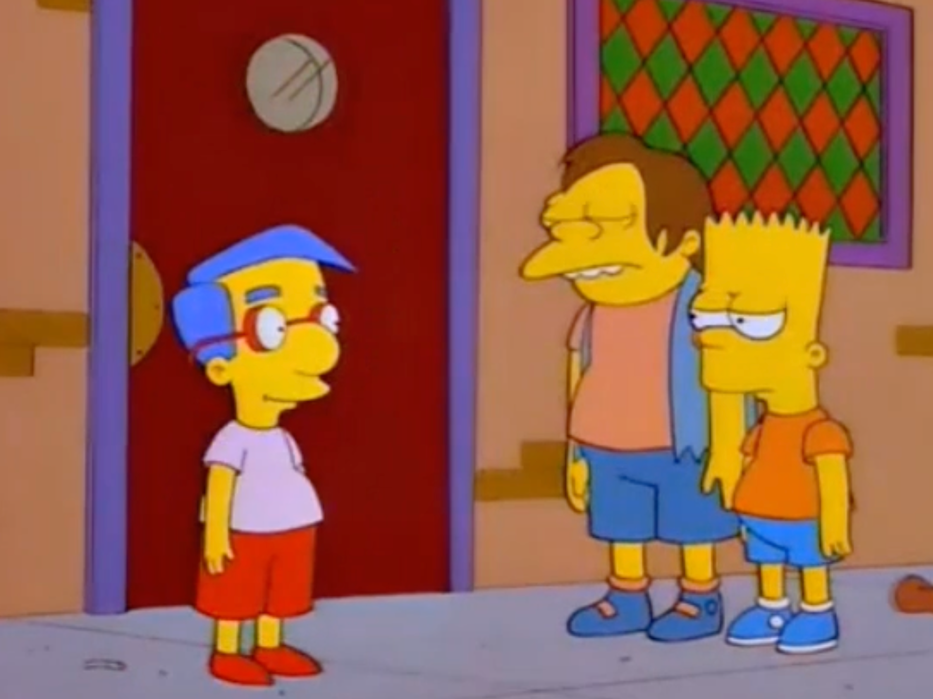 Hayden has voiced Bart’s bespectacled friend Milhouse Van Houten (left) for the past 35 years