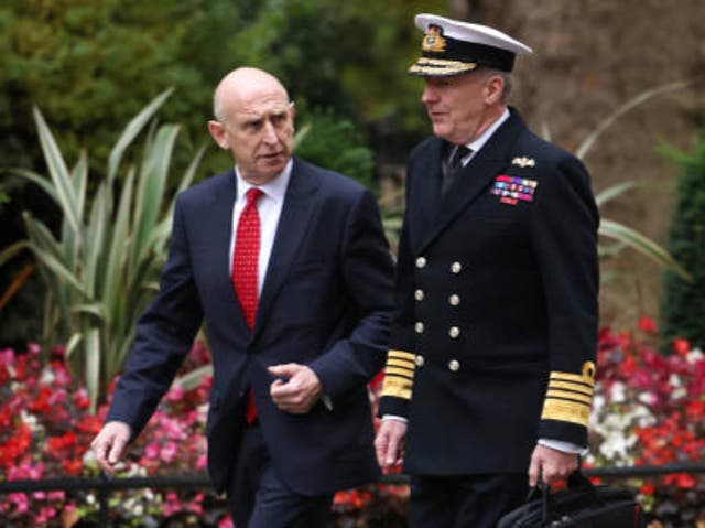 <p>Defence Secretary John Healey and Chief of the Defence Staff, Admiral Sir Tony Radakin</p>