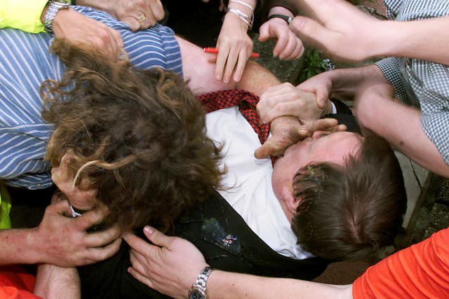 The then deputy prime minister John Prescott threw a punch at a protester (David Kendall/PA)