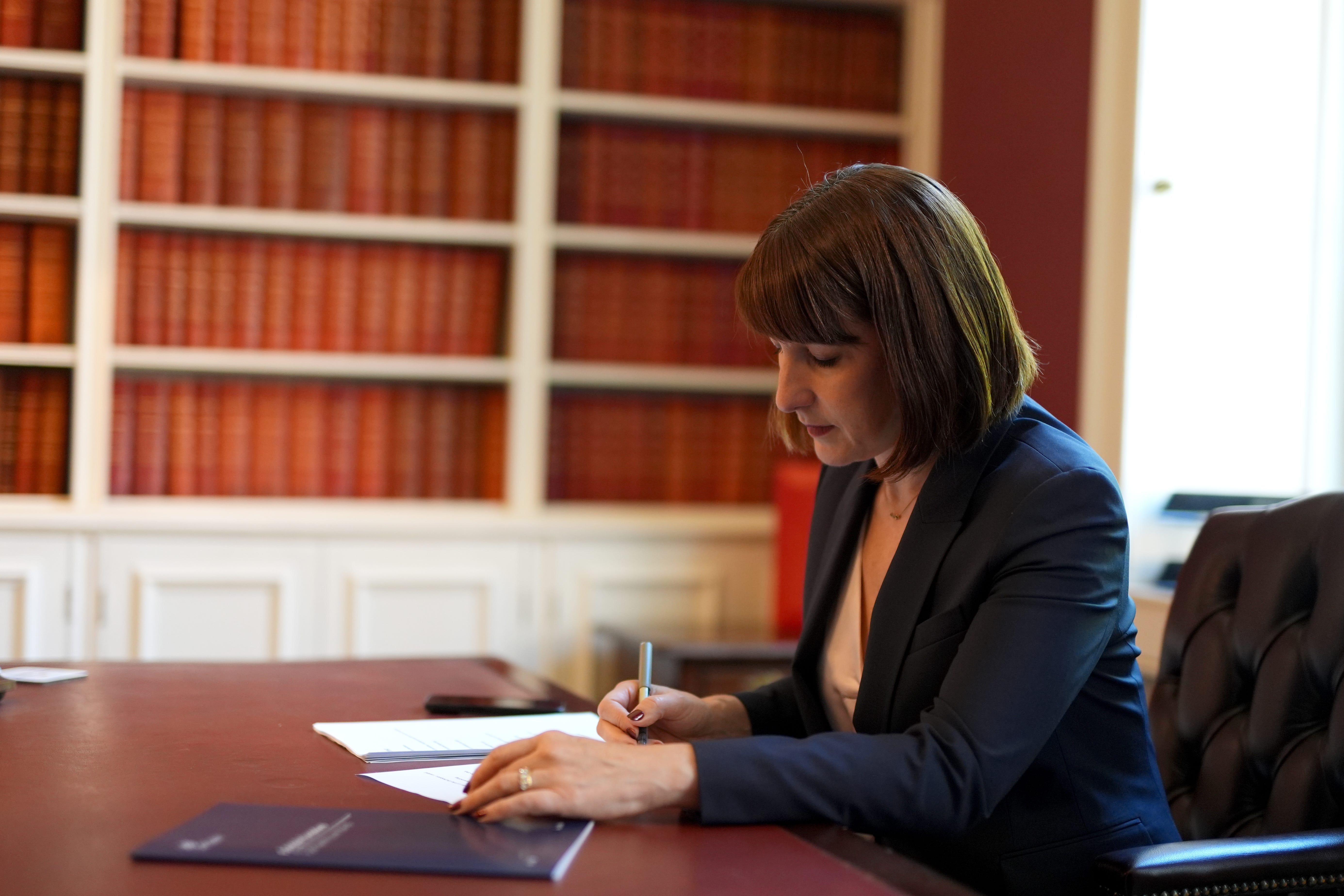 Chancellor of the Exchequer Rachel Reeves in her office at no 11 Downing Street, London (Jordan Pettitt/PA)