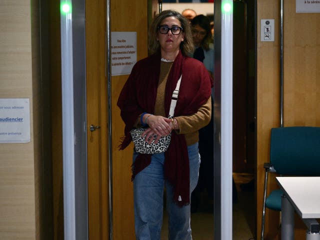 <p>Gisele Pelicot’s daughter Caroline Darian leaves the courthouse after a hearing in the trial of her father Dominique Pelicot in Mazan, France, on 18 November 2024</p>