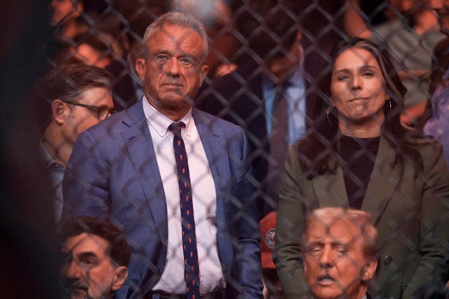 <p>RFK Jr and Gabbard behind Trump at UFC 309 at Madison Square Garden in New York, on November 16</p>