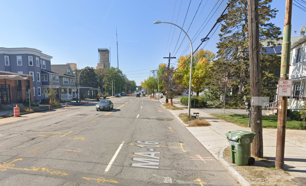 The woman lost the diamond after tossing trash into a garbage container on Mount Auburn Street in Massachusetts (pictured)