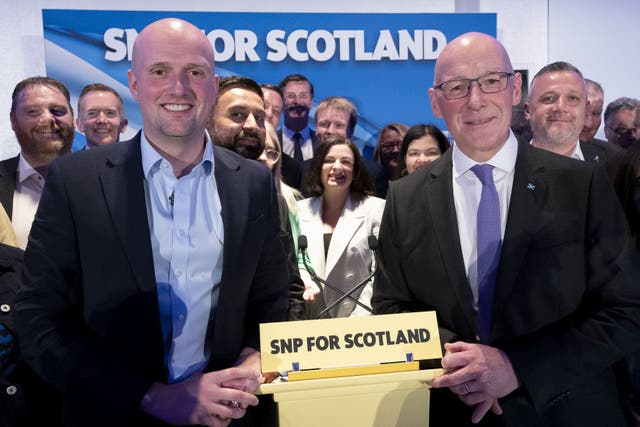 John Swinney, right, said SNP colleague Stephen Flynn is an ‘immense talent’ (PA)