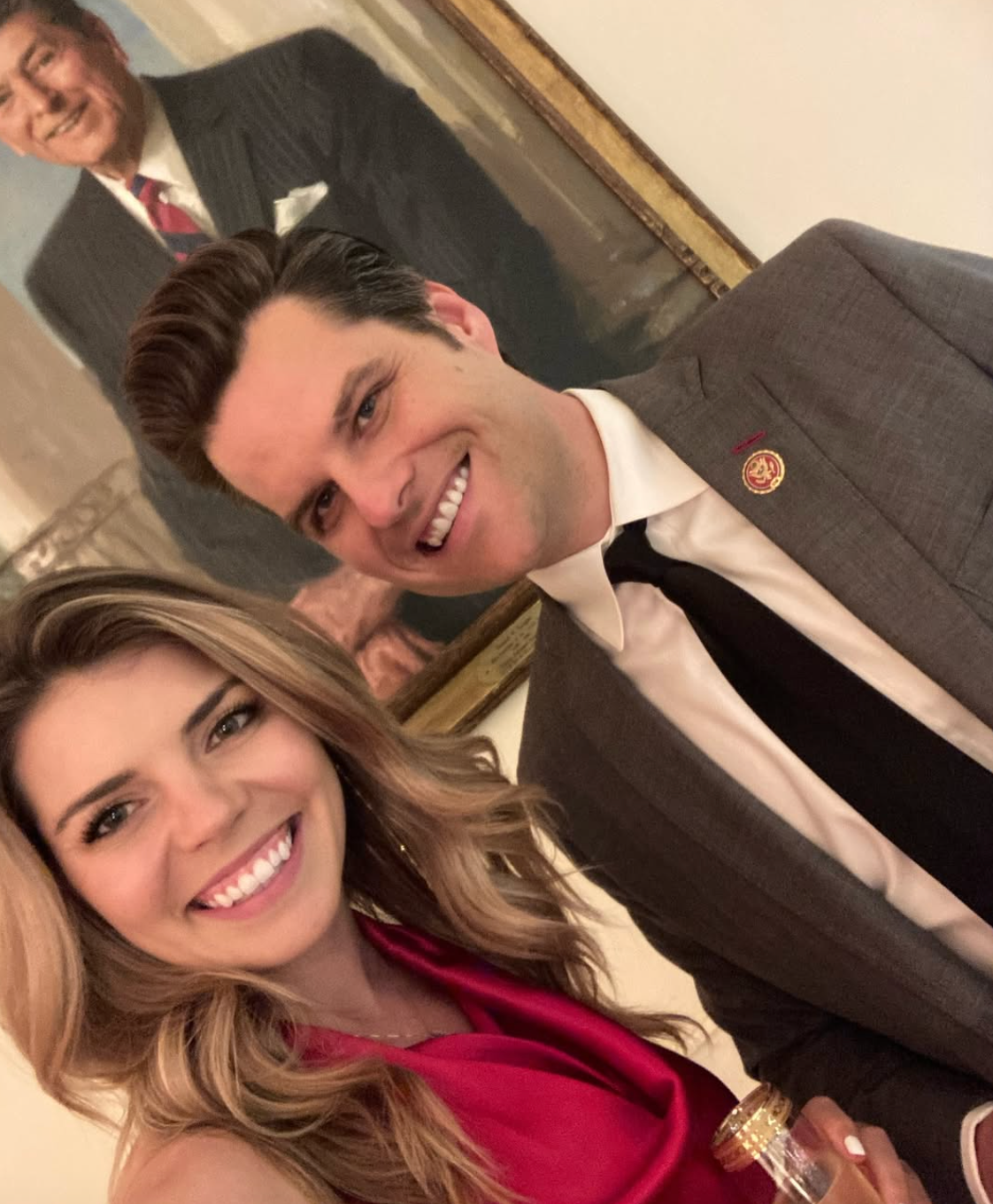 Ginger recently reshared this picture with Gaetz at the White House in December 2020 and captioned it: ‘Who else is excited for January’